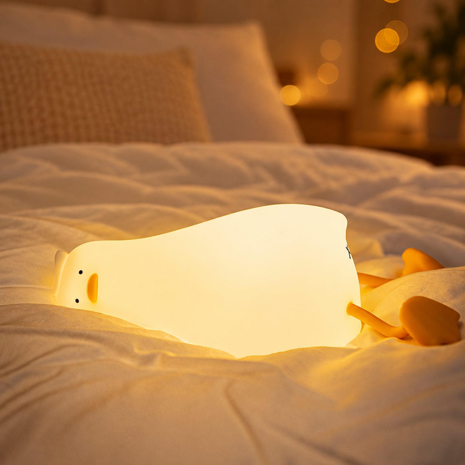 Lying flat duck silicone night light